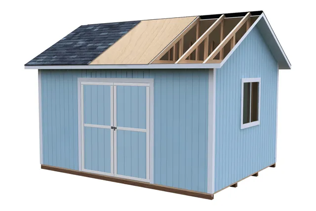 12×16 Gable V2 shed plan: roof rafters drawing
