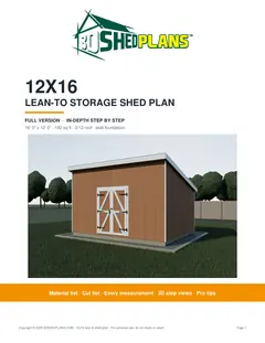Cover page of the 12x16 Lean-To Storage Shed Plan
