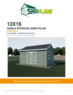 Cover page of the 12x18 Gable Storage Shed Plan