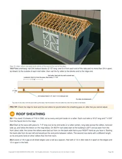 Roof rafters page of the 12x18 Gable Storage Shed Plan