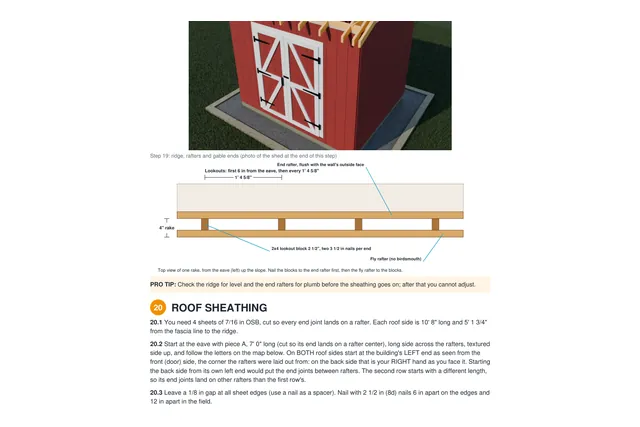 8×10 Gable shed plan: roof rafters drawing