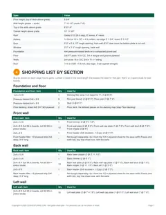 Material list page of the DIY 8x8 Gable Storage Shed Plan
